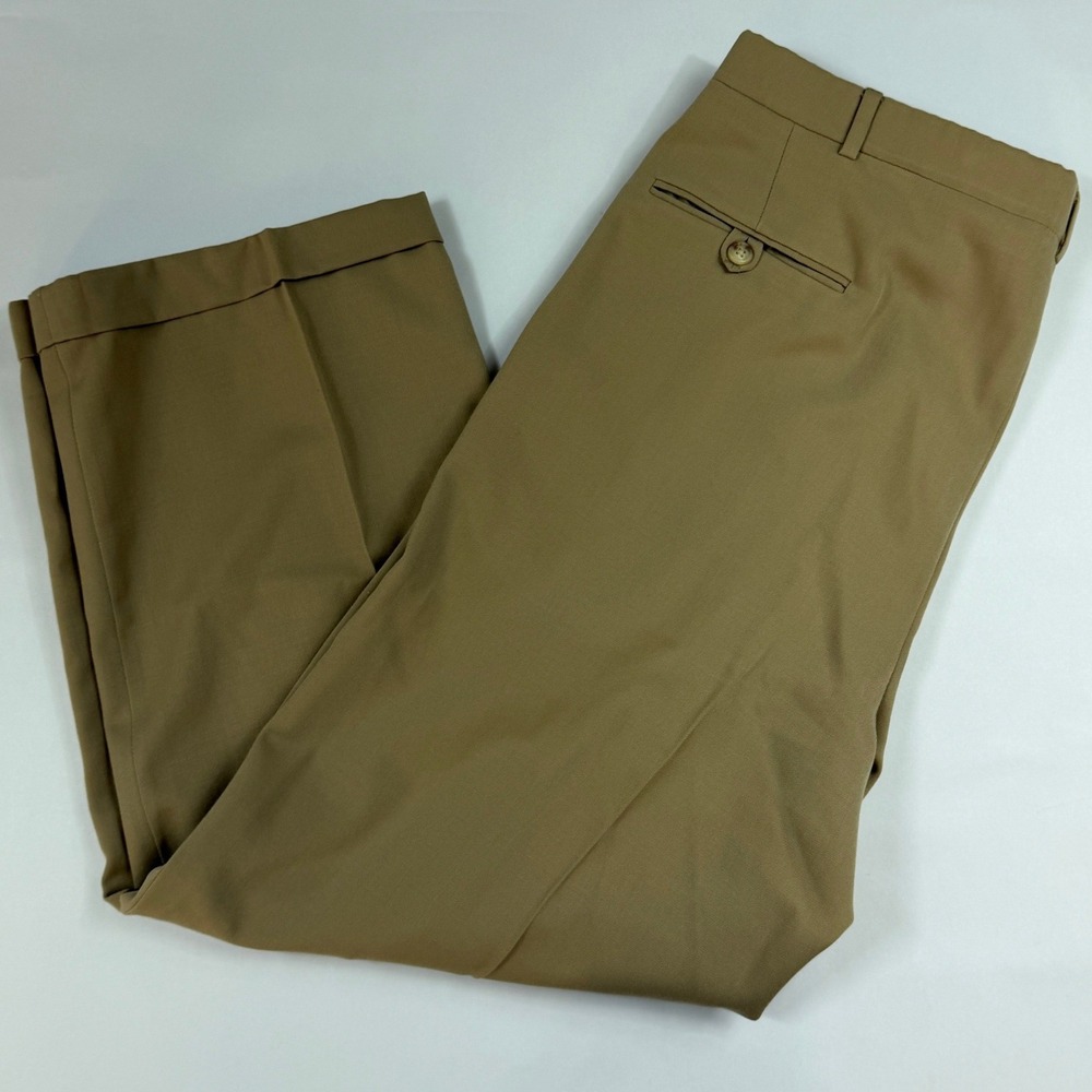 80s Polo Ralph Lauren Mens 38x28 Tan Khaki Pleated Wool Suit Pants Made in USA